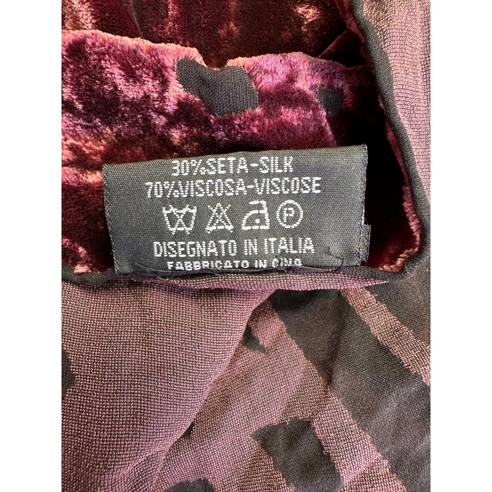 Leidi Lancetti Velvet Silk Burnout Scarf L Rectangle Rich Red Shimmering Gold‎ - Picture 5 of 8